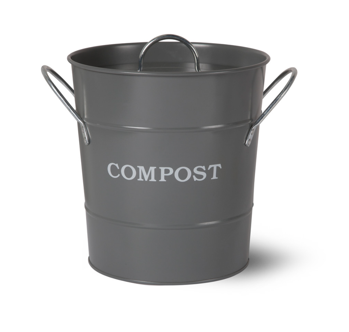 Large Grey Metal Compost Bucket - 