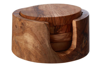 Olive Wood Coasters - Round - Tableware & Entertaining