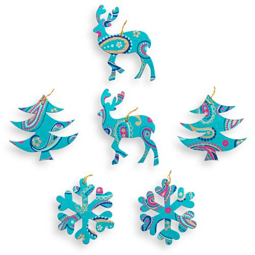 Paper Christmas Tree Decorations - Blue - Outlet - Save 20%