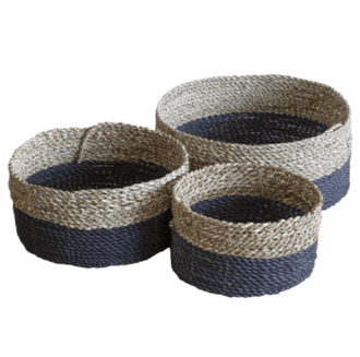 Set Of Woven Grey Baskets - Storage