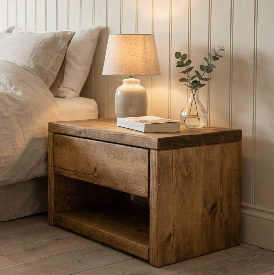 Solid wood Pandon beside table 