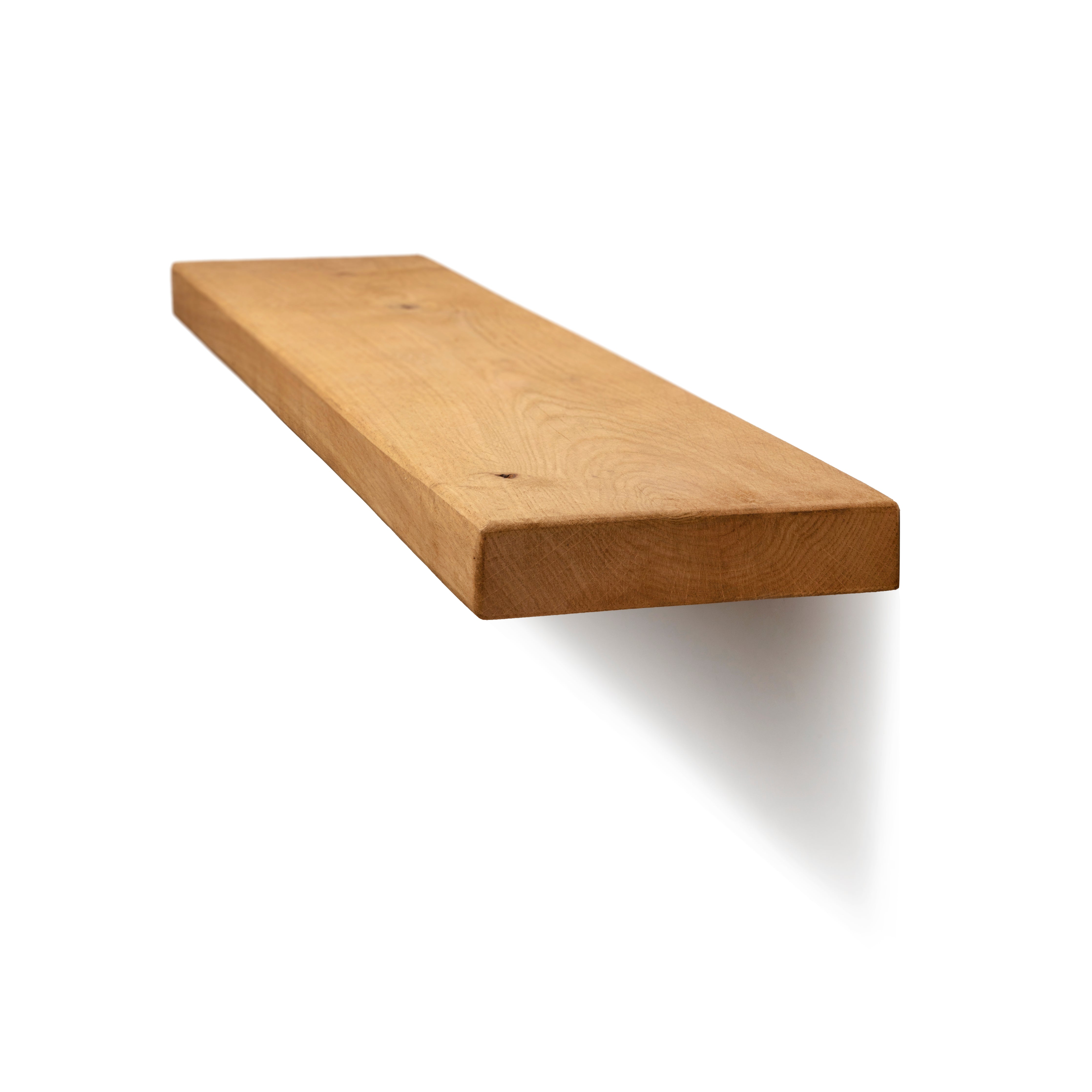 Birtley Copper Solid Wood Shelf & Brackets - 8x2 Oak Shelf (19x4cm) - Bracketed Shelves