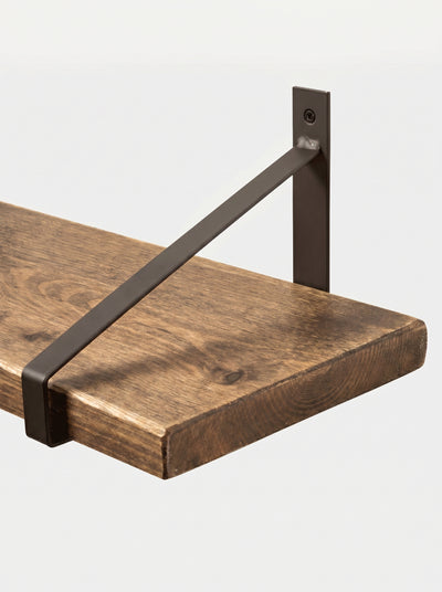 Armstrong Rustic Wooden Shelf with Brackets - 22cm x 3.5cm - Bracketed Shelves