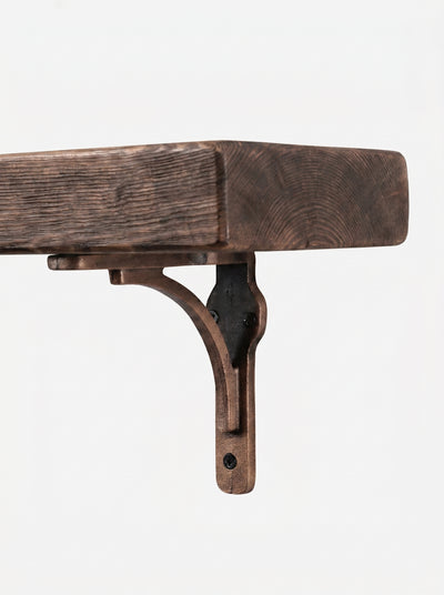 Birtley Copper Rustic Wooden Shelf with Brackets - 14.5cm x 4.5cm