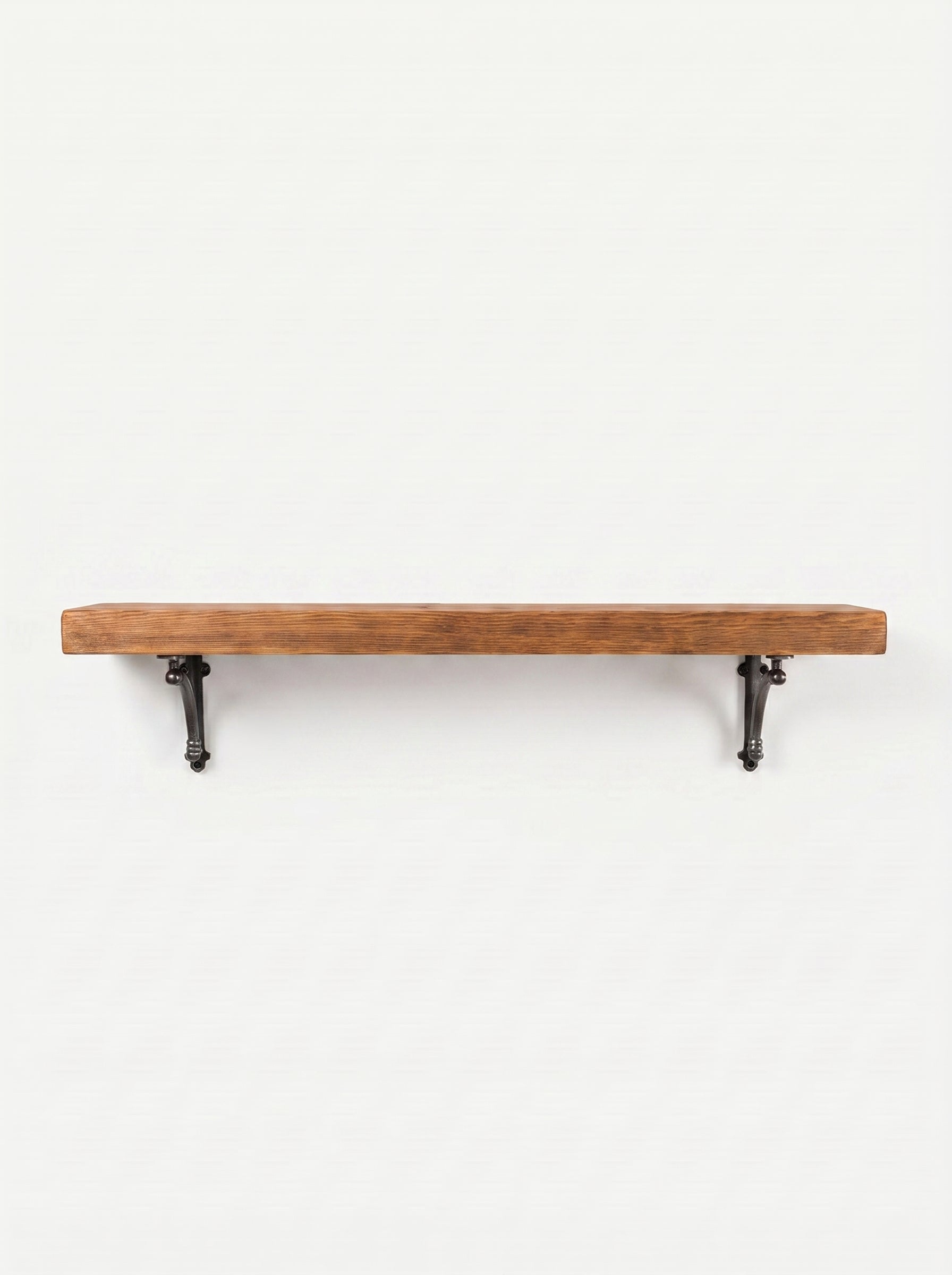 Causey Rustic Wooden Shelf with Brackets - 14.5cm x 4.5cm