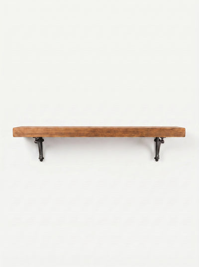 Causey Rustic Wooden Shelf with Brackets - 14.5cm x 4.5cm - Bracketed Shelves