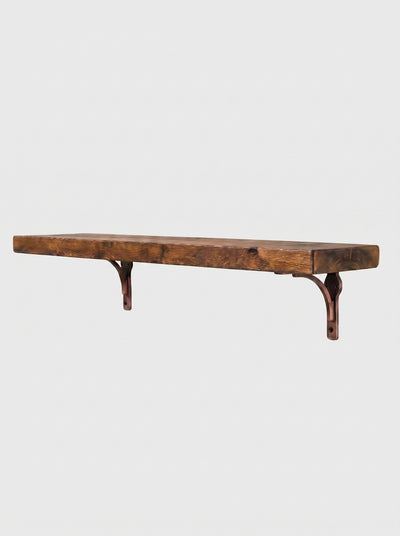 Birtley Copper Rustic Wooden Shelf with Brackets - 22cm x 3.5cm - Bracketed Shelves