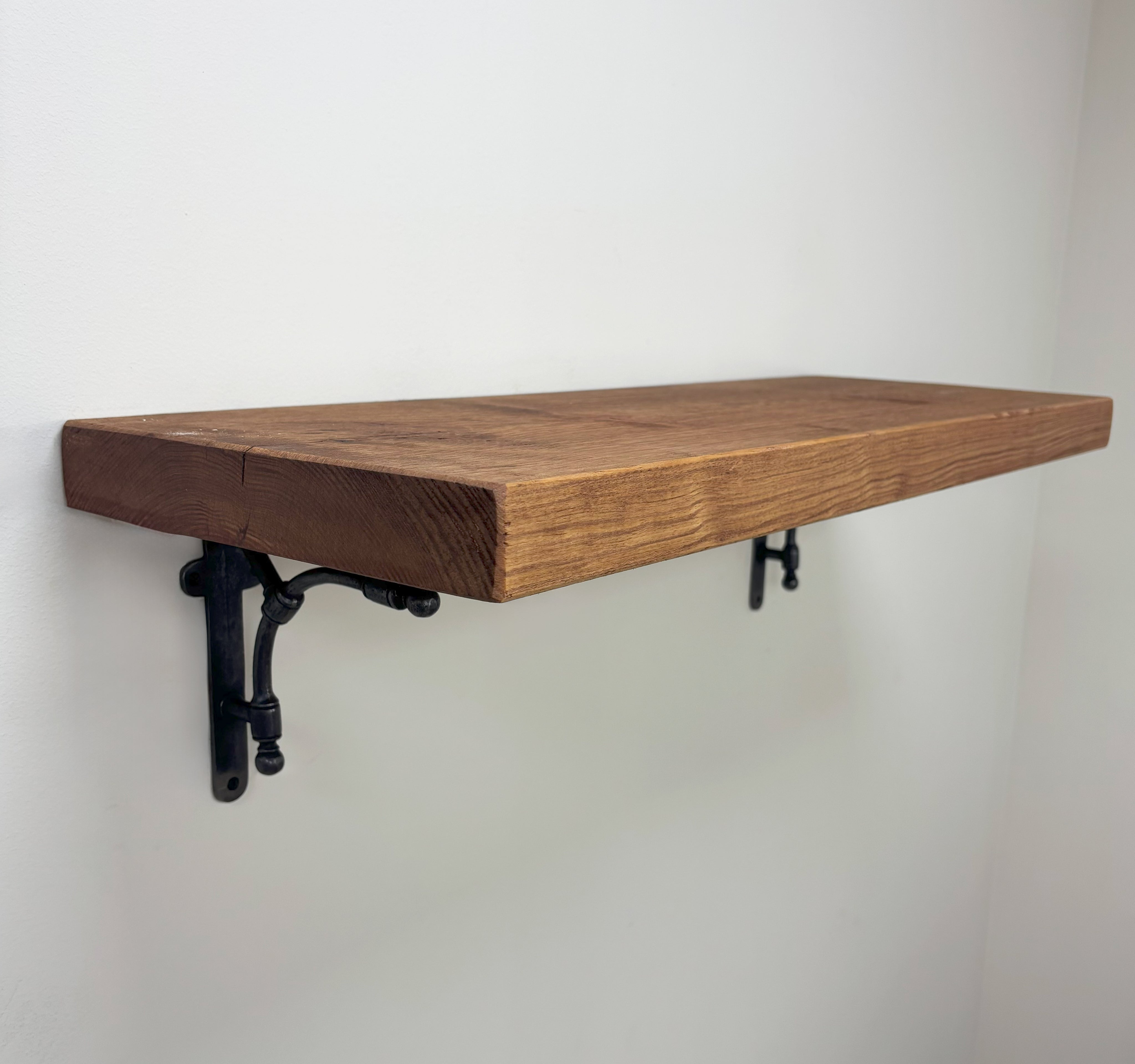 Tanfield Rustic Wooden Shelf with Brackets - 22cm x 3.5cm