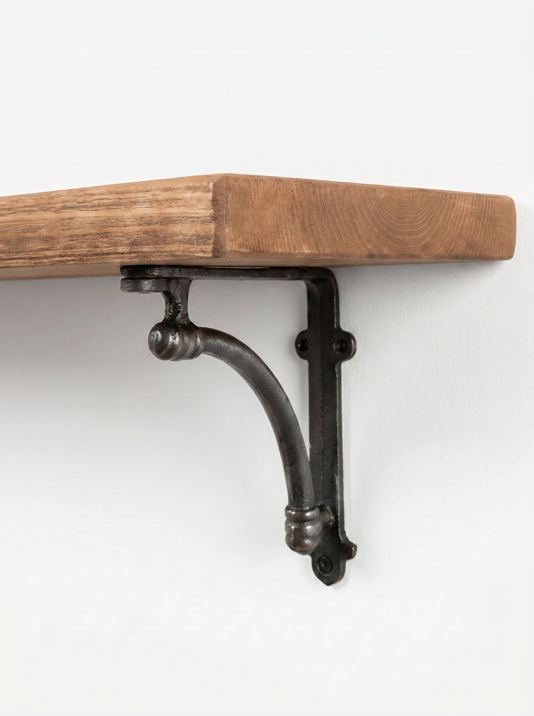 Causey Rustic Wooden Shelf with Brackets - 22cm x 3.5cm