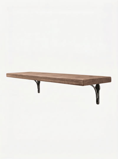 Birtley Iron Rustic Wooden Shelf with Brackets - 22cm x 3.5cm - Bracketed Shelves