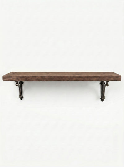 Causey Rustic Wooden Shelf with Brackets - 22cm x 3.5cm - Bracketed Shelves