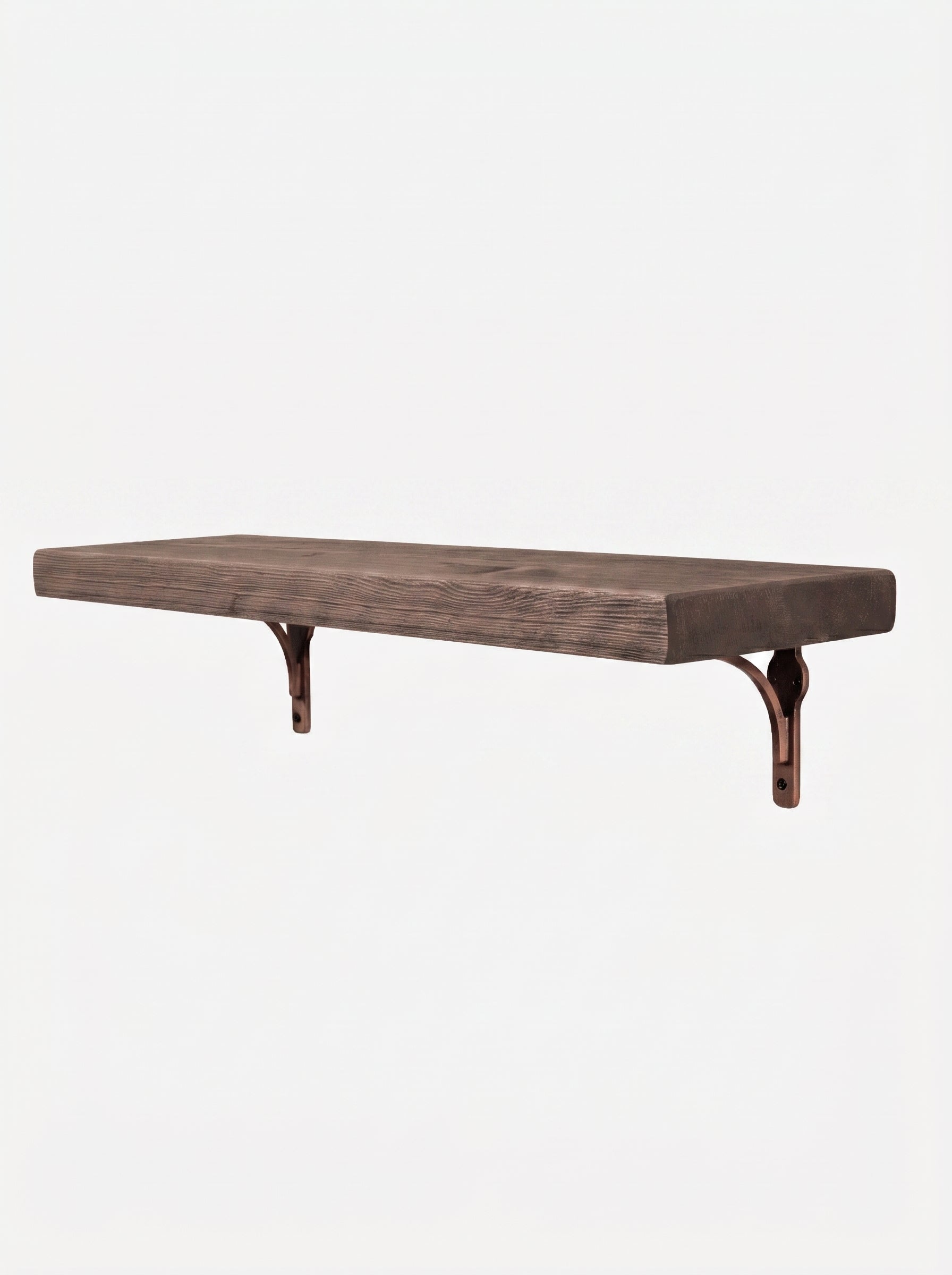 Birtley Copper Rustic Wooden Shelf with Brackets - 22cm x 4.5cm - Bracketed Shelves