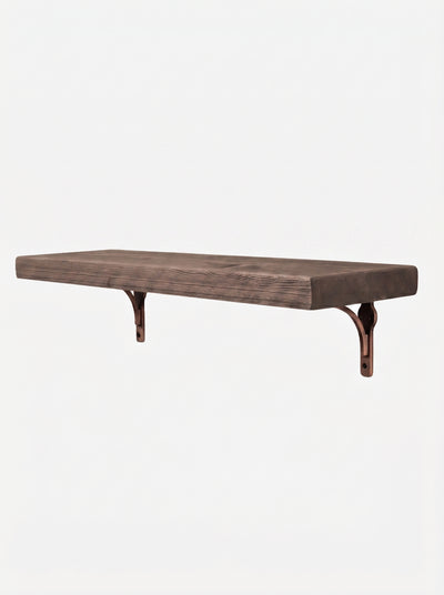 Birtley Copper Rustic Wooden Shelf with Brackets - 22cm x 4.5cm - Bracketed Shelves