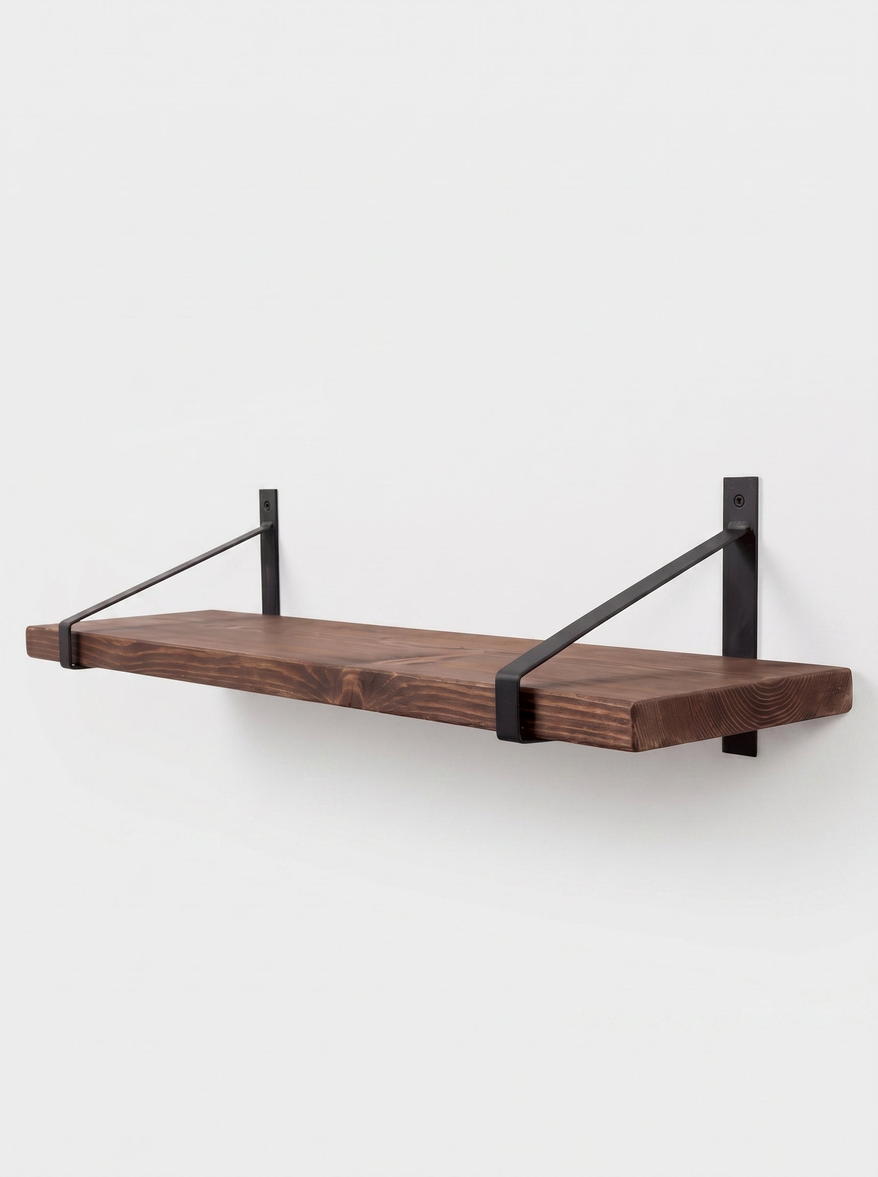 Armstrong Rustic Wooden Shelf with Brackets - 22cm x 3.5cm - Bracketed Shelves