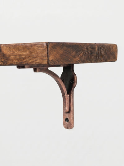 Birtley Copper Rustic Wooden Shelf with Brackets - 22cm x 3.5cm - Bracketed Shelves