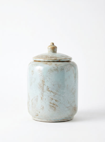 Ceramic Dusky Blue Jar With Lid