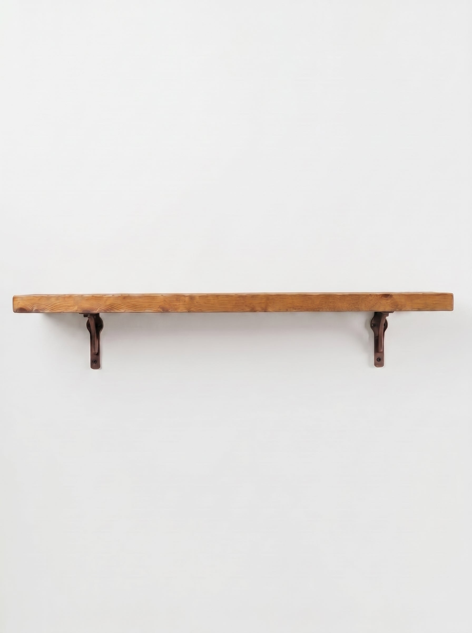 Birtley Copper Rustic Wooden Shelf with Brackets - 22cm x 3.5cm