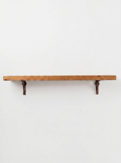 Birtley Copper Rustic Wooden Shelf with Brackets - 22cm x 3.5cm - Bracketed Shelves