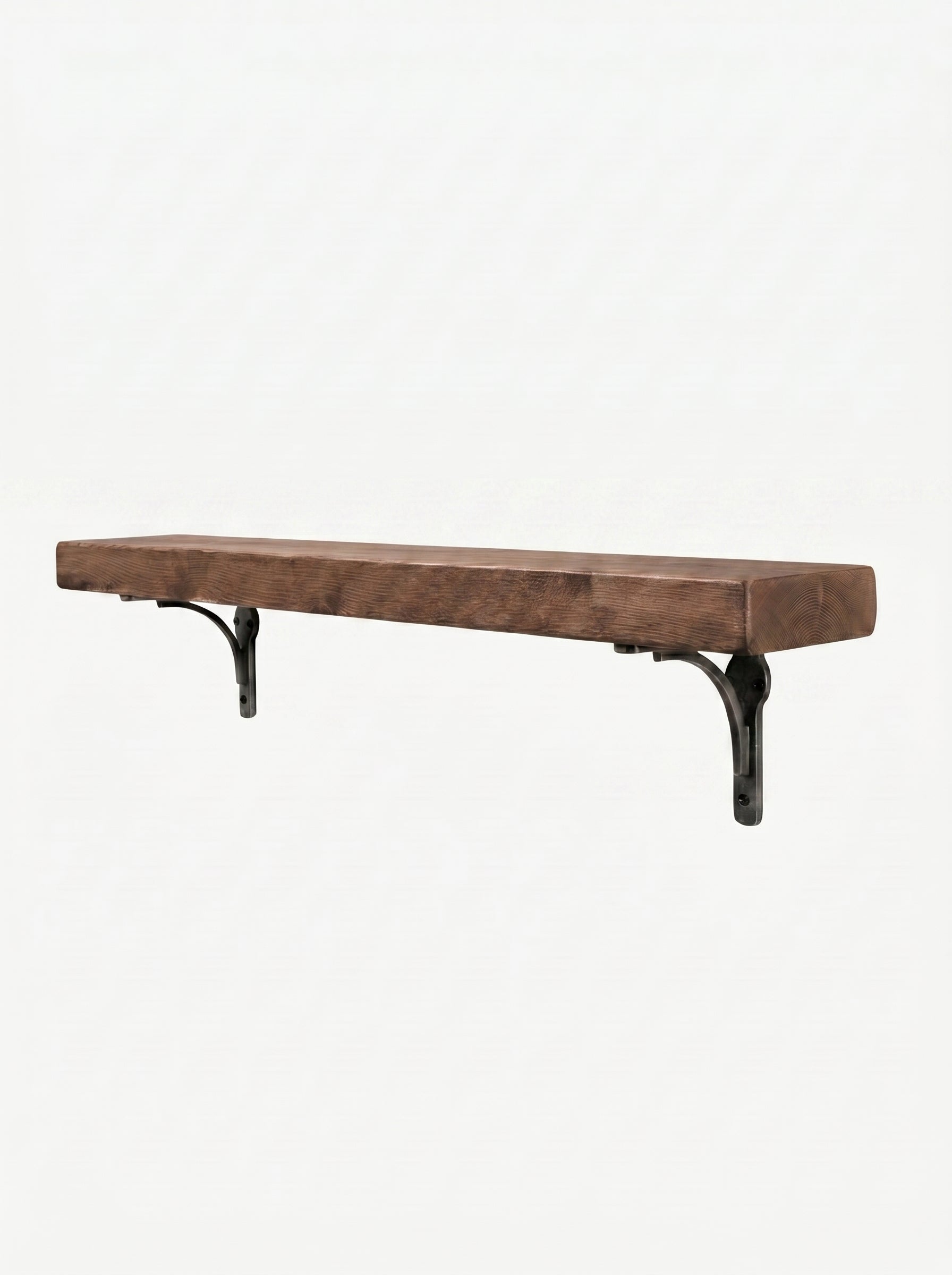 Birtley Iron Rustic Wooden Shelf with Brackets - 14.5cm x 4.5cm