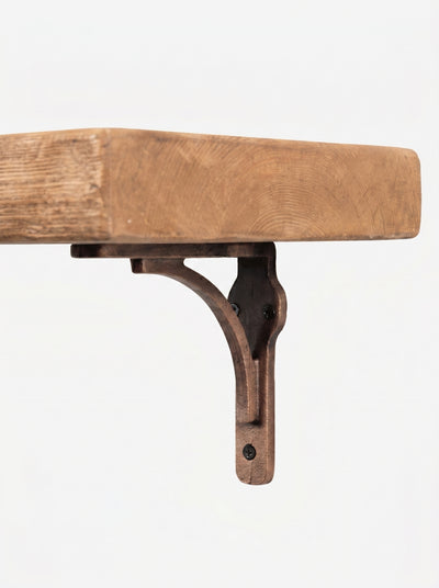 Birtley Copper Rustic Wooden Shelf with Brackets - 22cm x 4.5cm - Bracketed Shelves