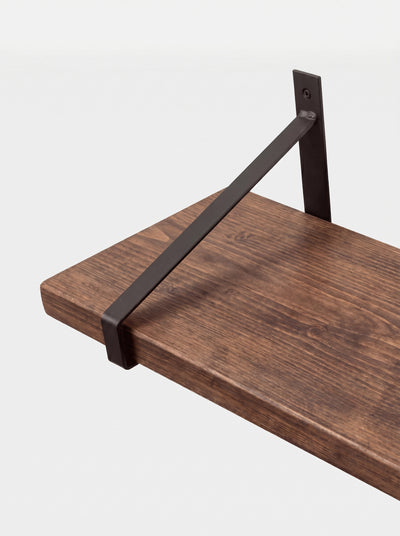 Armstrong Rustic Wooden Shelf with Brackets - 22cm x 3.5cm - Bracketed Shelves