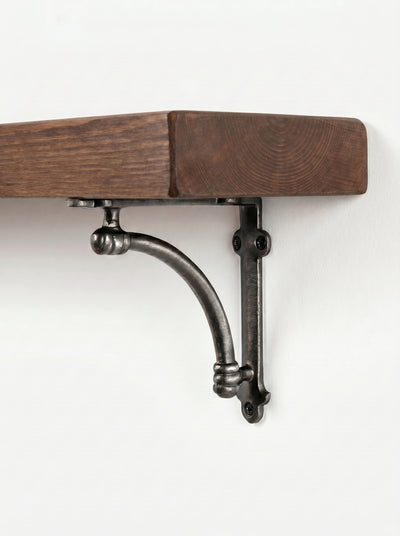 Causey Rustic Wooden Shelf with Brackets - 14.5cm x 4.5cm - Bracketed Shelves