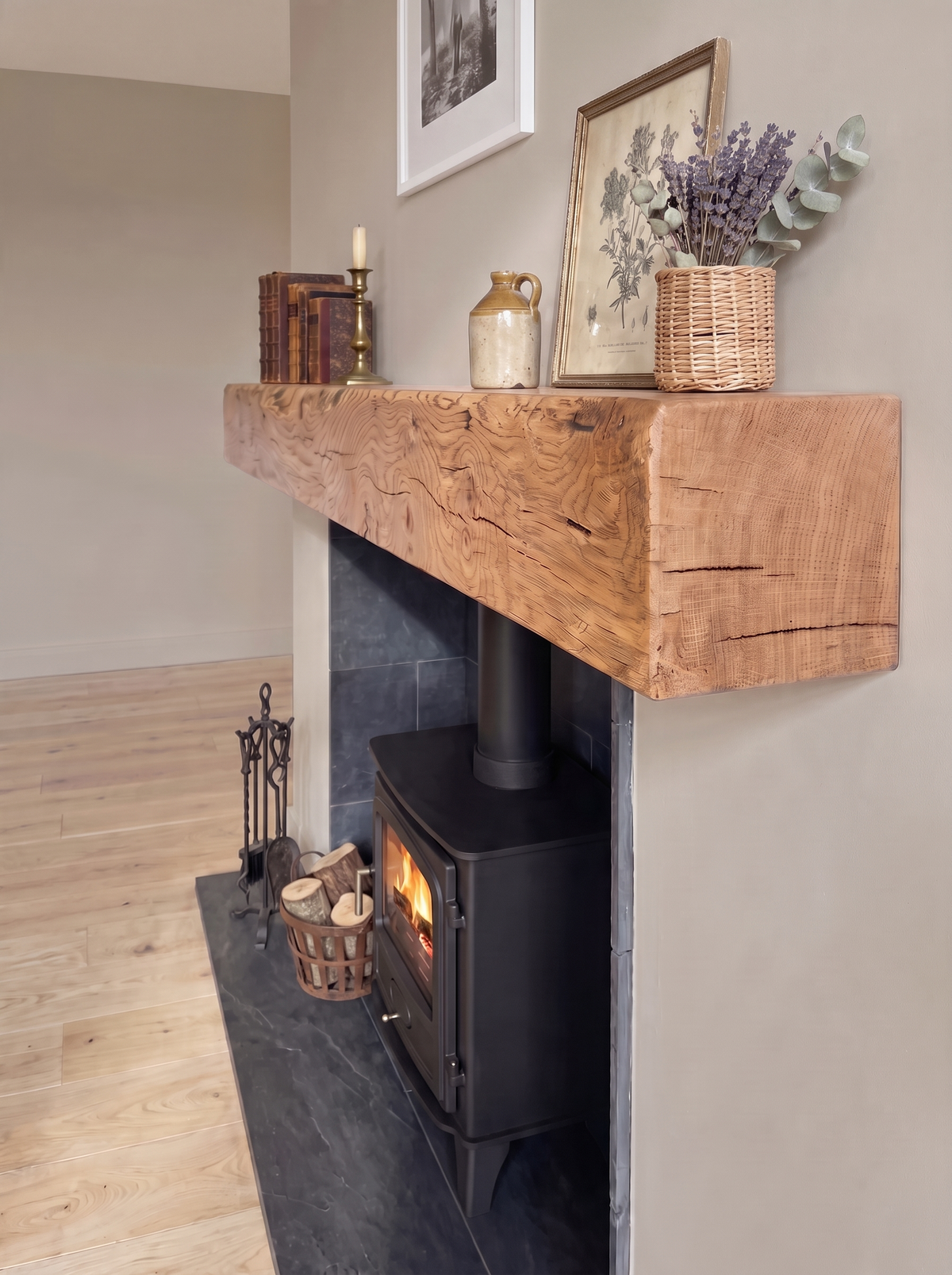 4x4 Oak Mantel Beam (9x9cm) - Mantel Beams