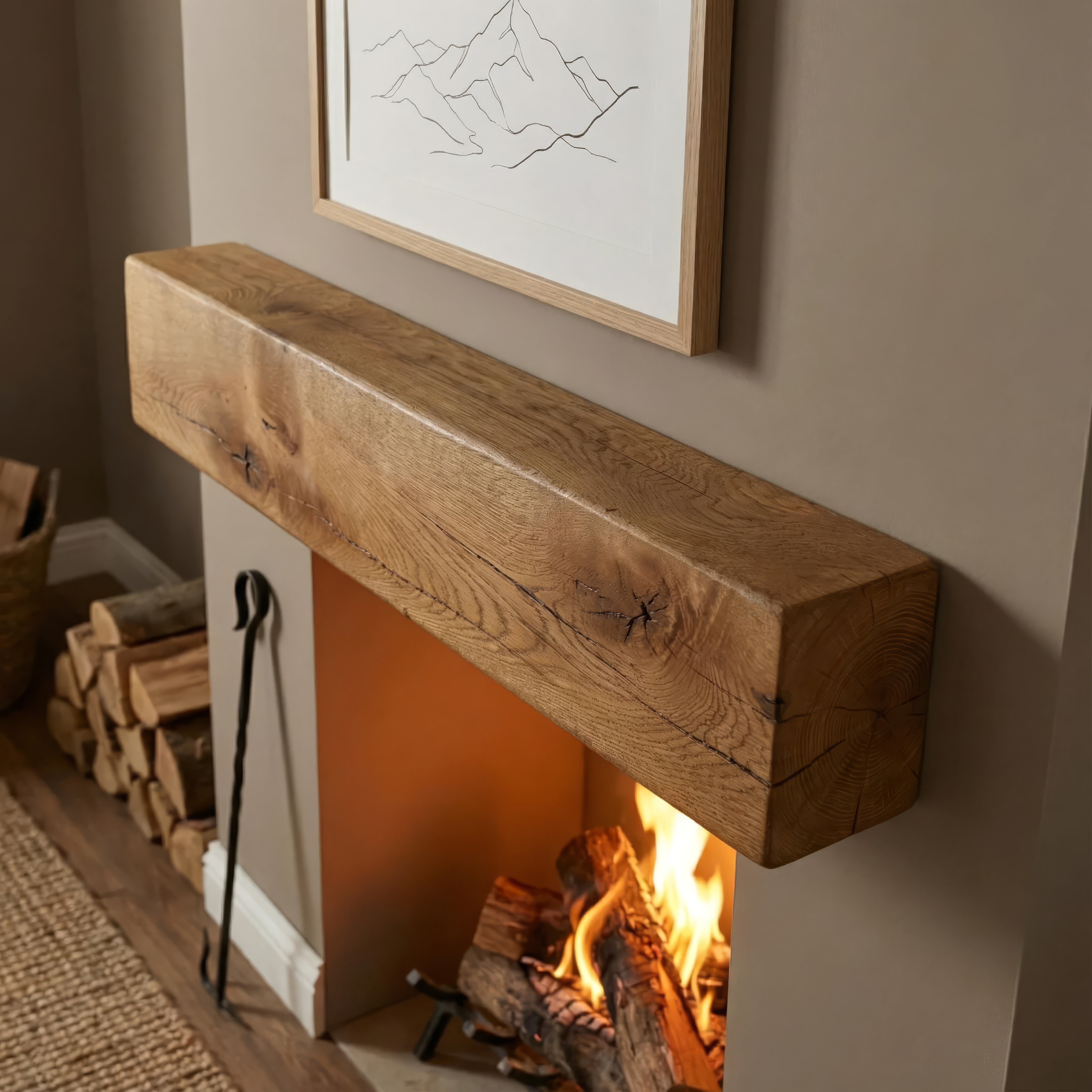 4x6 Oak Mantel Beam (9x14cm)