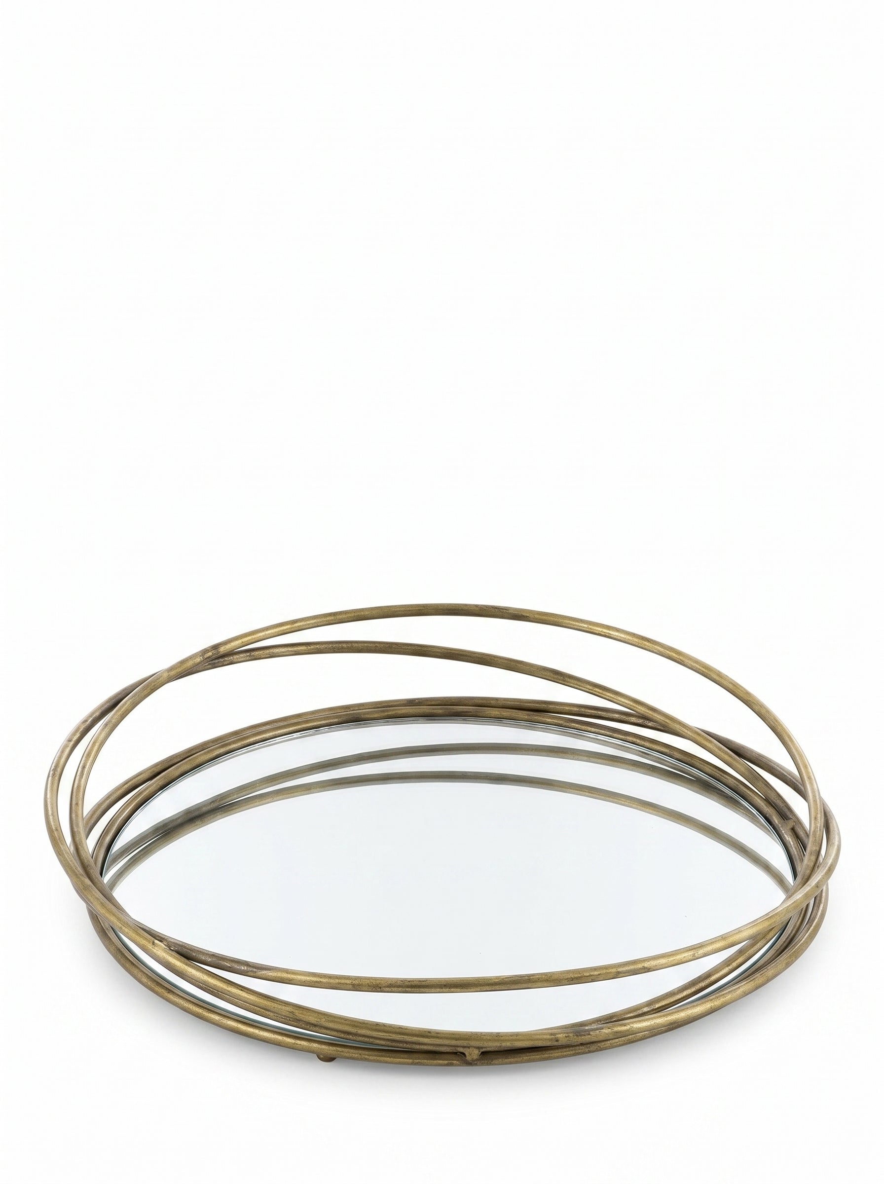 Gold Round Mirrored Tray
