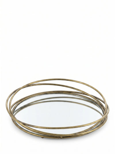 Gold Round Mirrored Tray