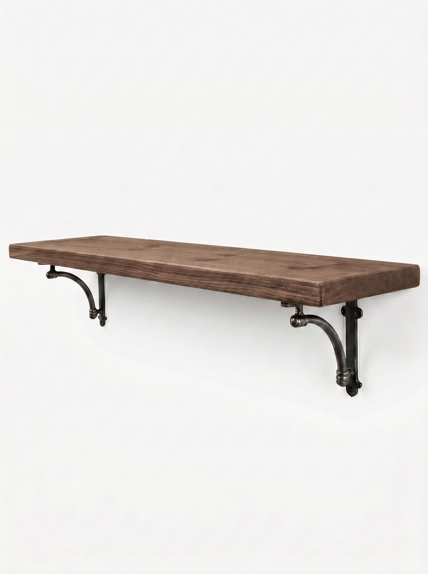 Causey Rustic Wooden Shelf with Brackets - 22cm x 3.5cm