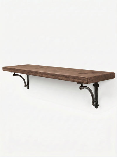 Causey Rustic Wooden Shelf with Brackets - 22cm x 3.5cm - Bracketed Shelves