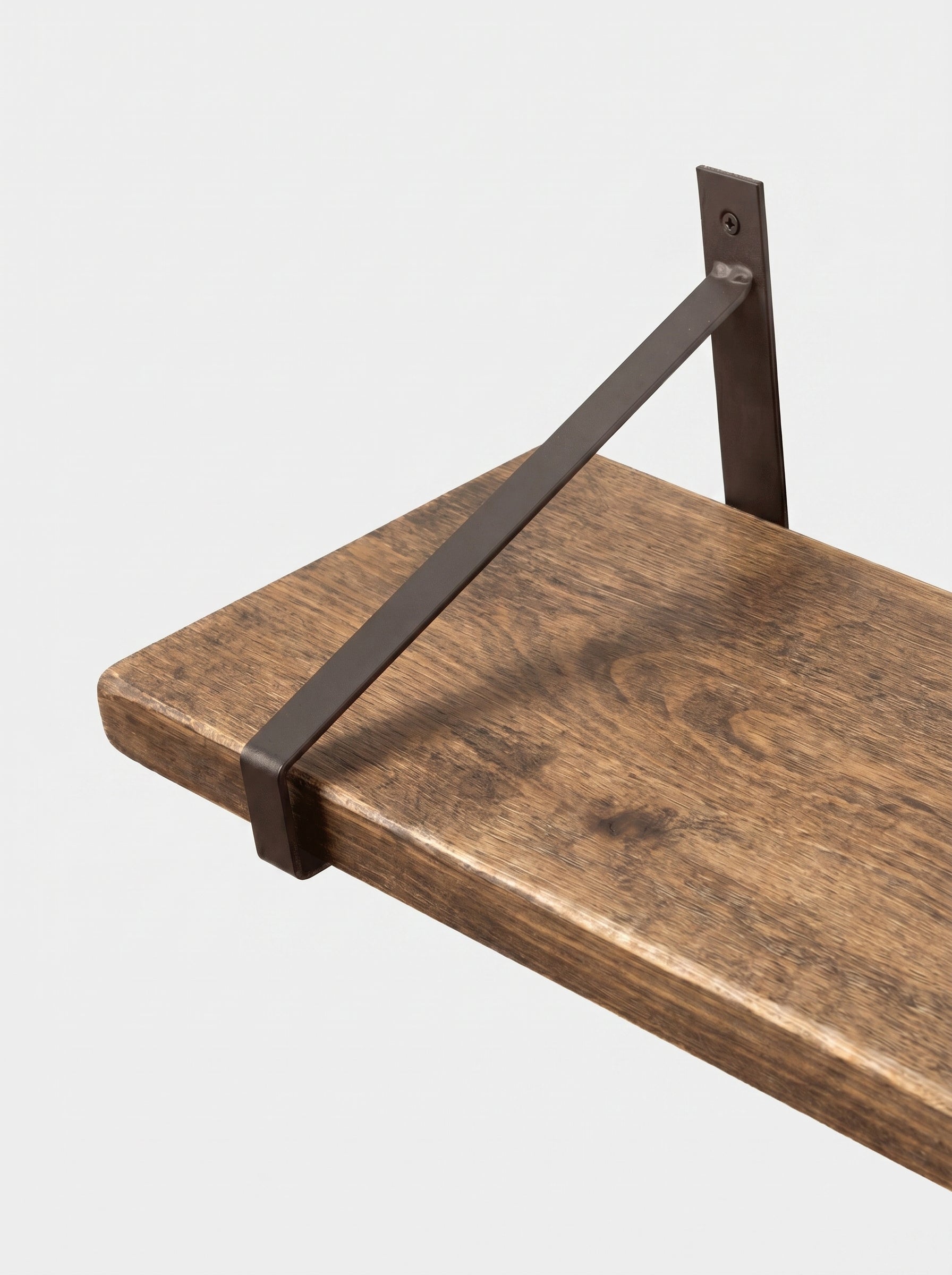 Armstrong Rustic Wooden Shelf with Brackets - 22cm x 3.5cm - Bracketed Shelves