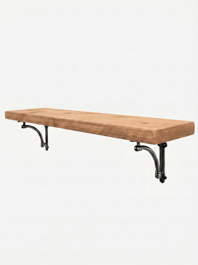 Causey Rustic Wooden Shelf with Brackets - 22cm x 4.5cm