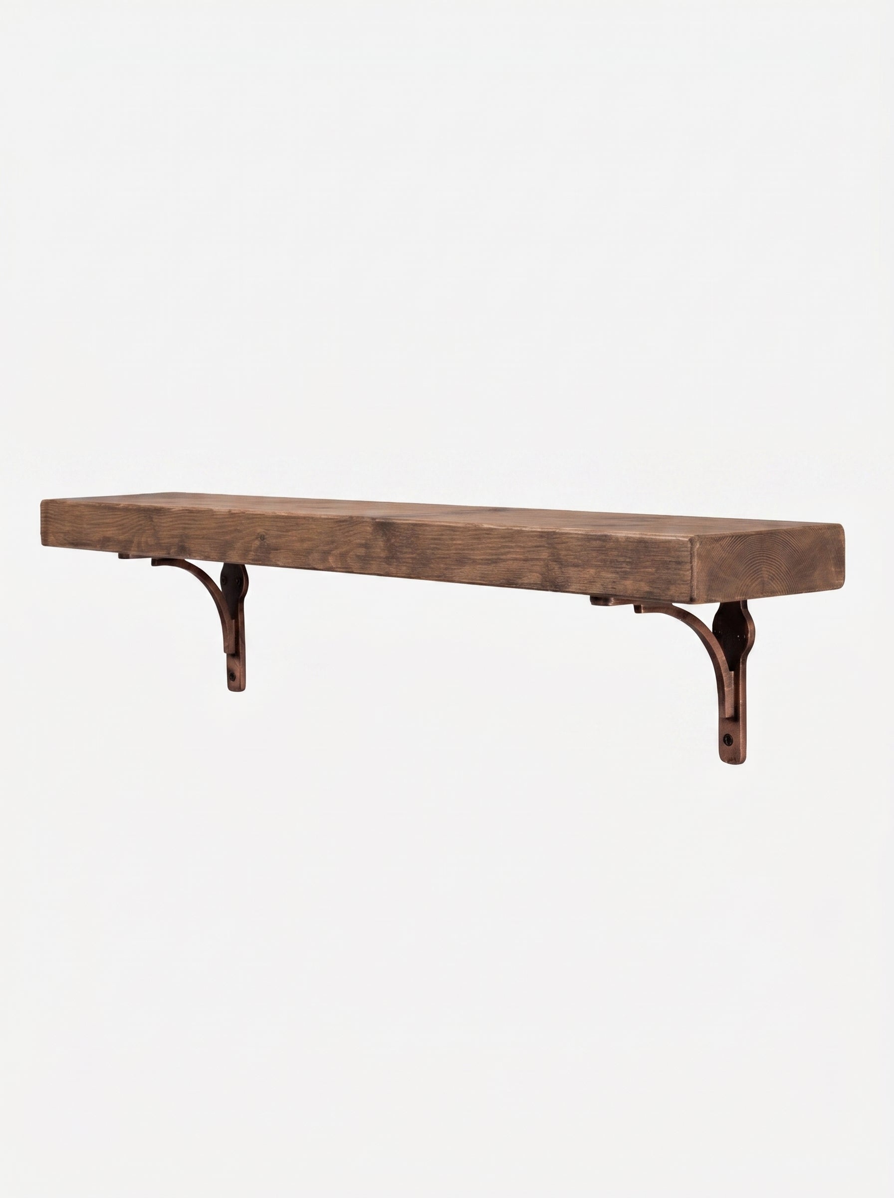 Birtley Copper Rustic Wooden Shelf with Brackets - 14.5cm x 4.5cm