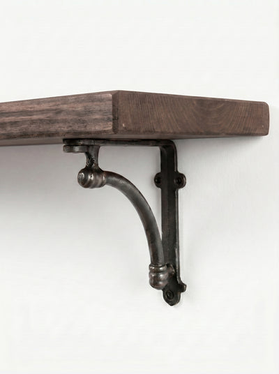 Causey Rustic Wooden Shelf with Brackets - 22cm x 3.5cm - Bracketed Shelves