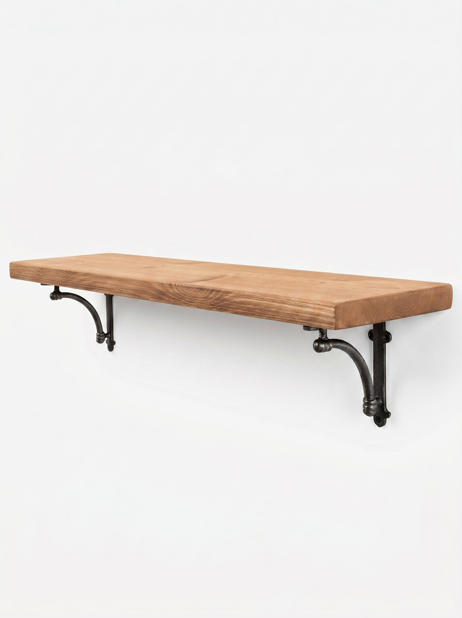 Causey Rustic Wooden Shelf with Brackets - 22cm x 3.5cm