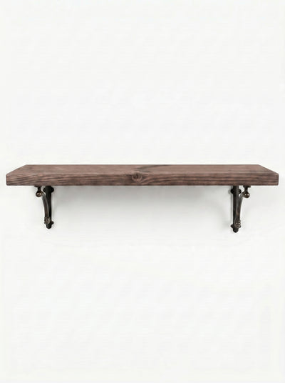 Causey Rustic Wooden Shelf with Brackets - 22cm x 3.5cm - Bracketed Shelves