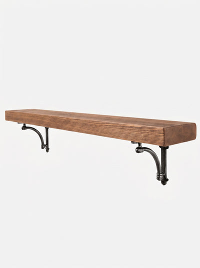 Causey Rustic Wooden Shelf with Brackets - 14.5cm x 4.5cm - Bracketed Shelves