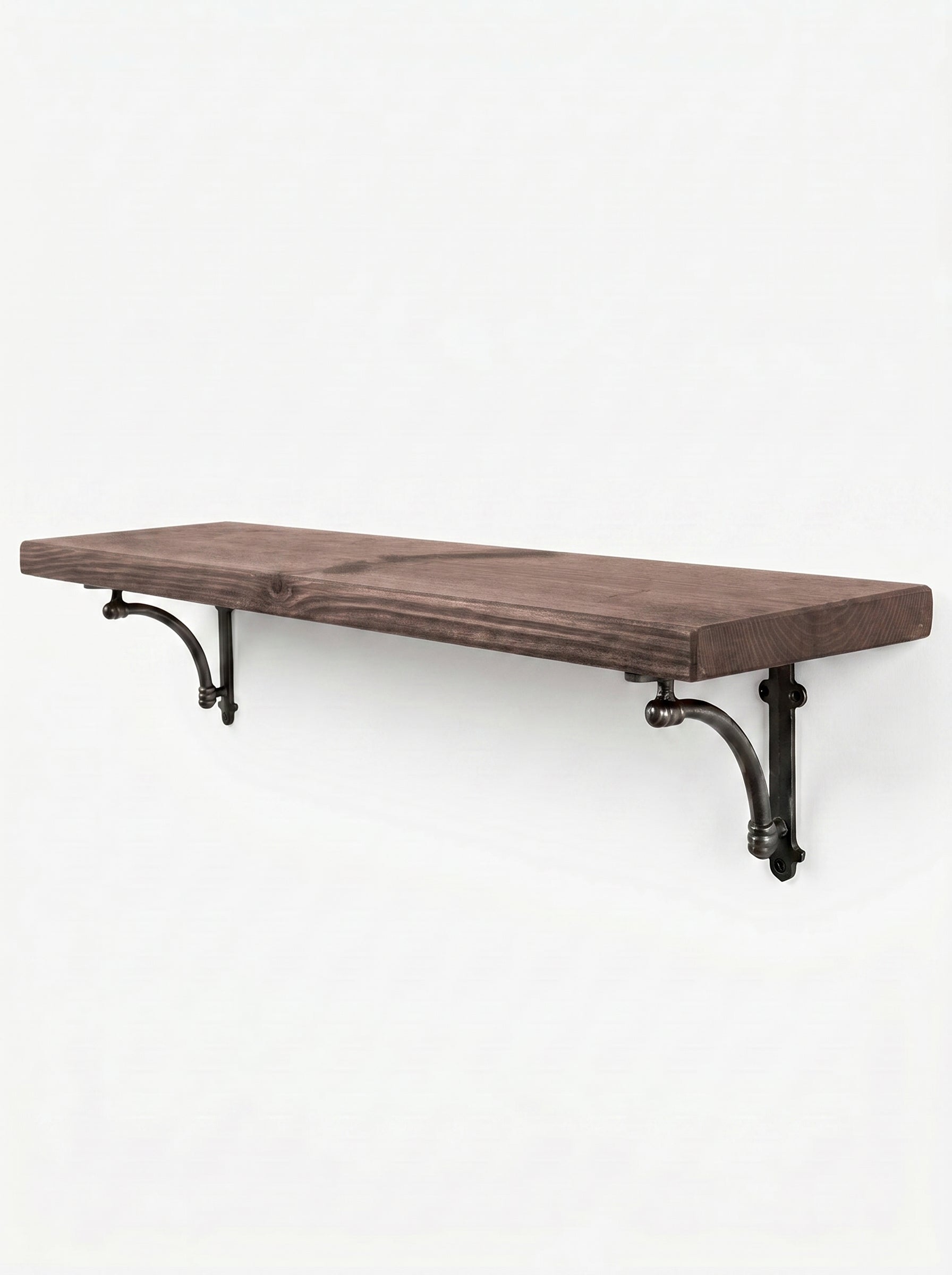 Causey Rustic Wooden Shelf with Brackets - 22cm x 3.5cm - Bracketed Shelves
