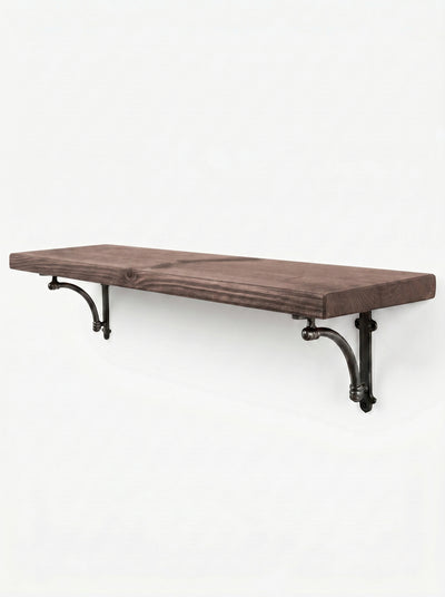 Causey Rustic Wooden Shelf with Brackets - 22cm x 3.5cm - Bracketed Shelves