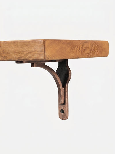 Birtley Copper Rustic Wooden Shelf with Brackets - 22cm x 3.5cm - Bracketed Shelves