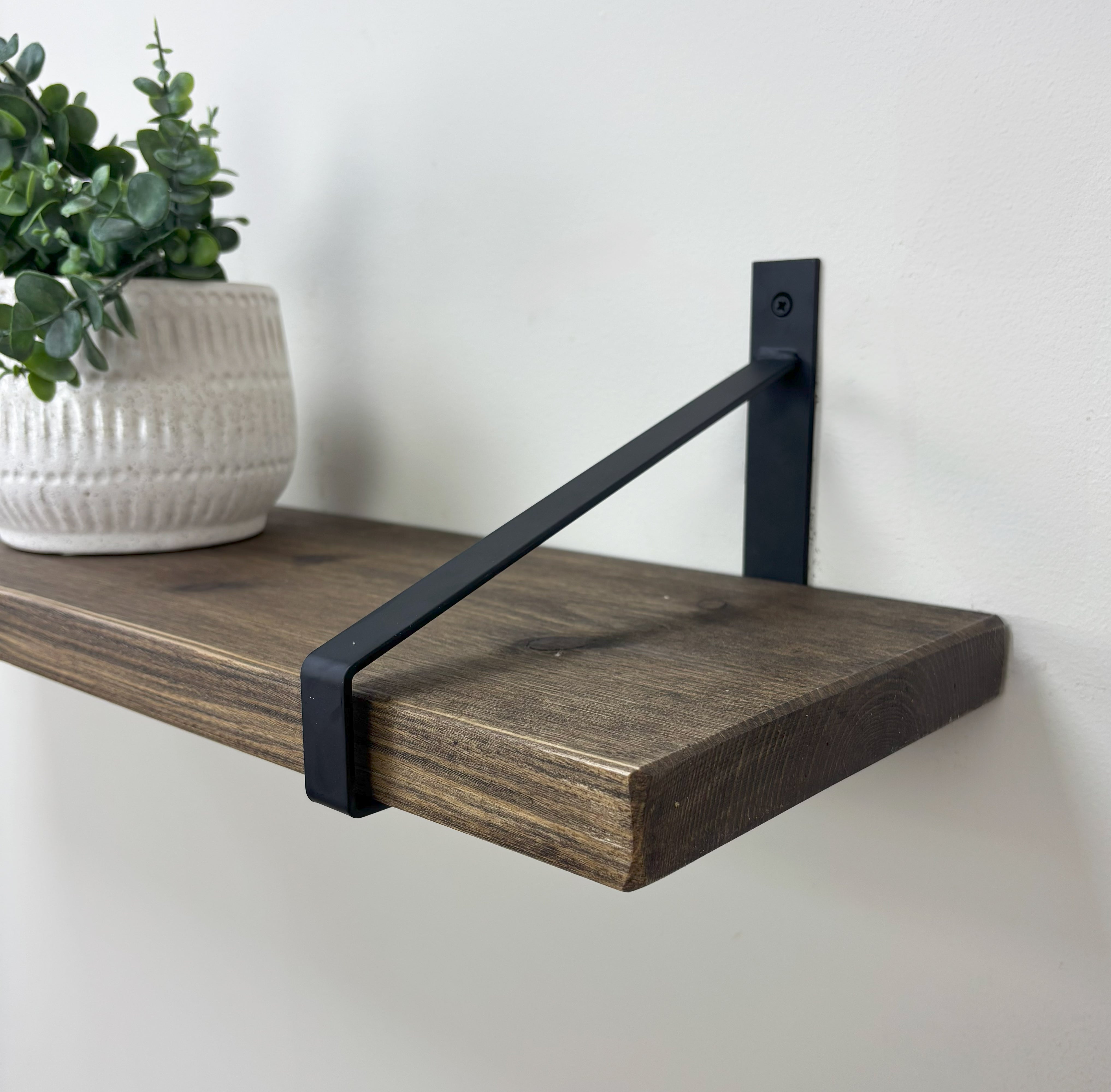 Armstrong Solid Wood Shelf & Brackets - 9x1.5 Smooth Shelf (22cmx3.5cm) - 