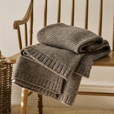 Grey Knit Wool Throw