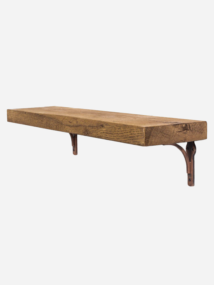 Birtley Copper Solid Wood Shelf & Brackets - 8x2 Oak Shelf (19x4cm) - Bracketed Shelves