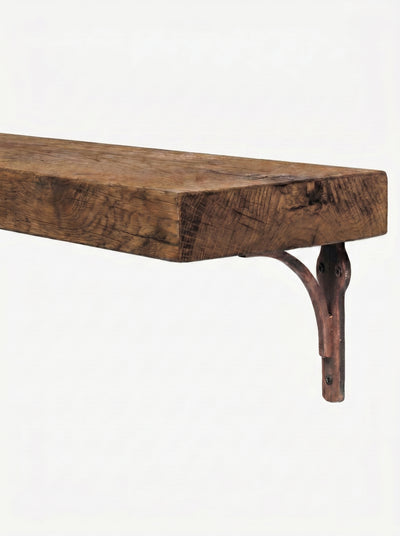 Birtley Copper Solid Wood Shelf & Brackets - 8x2 Oak Shelf (19x4cm) - Bracketed Shelves