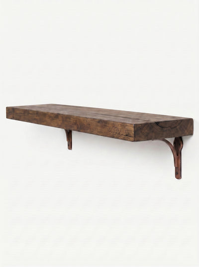 Birtley Copper Solid Wood Shelf & Brackets - 8x2 Oak Shelf (19x4cm) - Bracketed Shelves