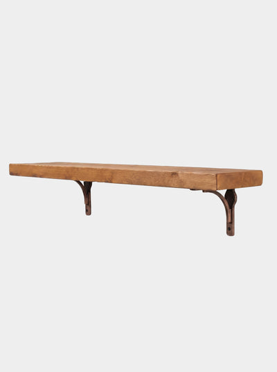Birtley Copper Rustic Wooden Shelf with Brackets - 22cm x 3.5cm - Bracketed Shelves