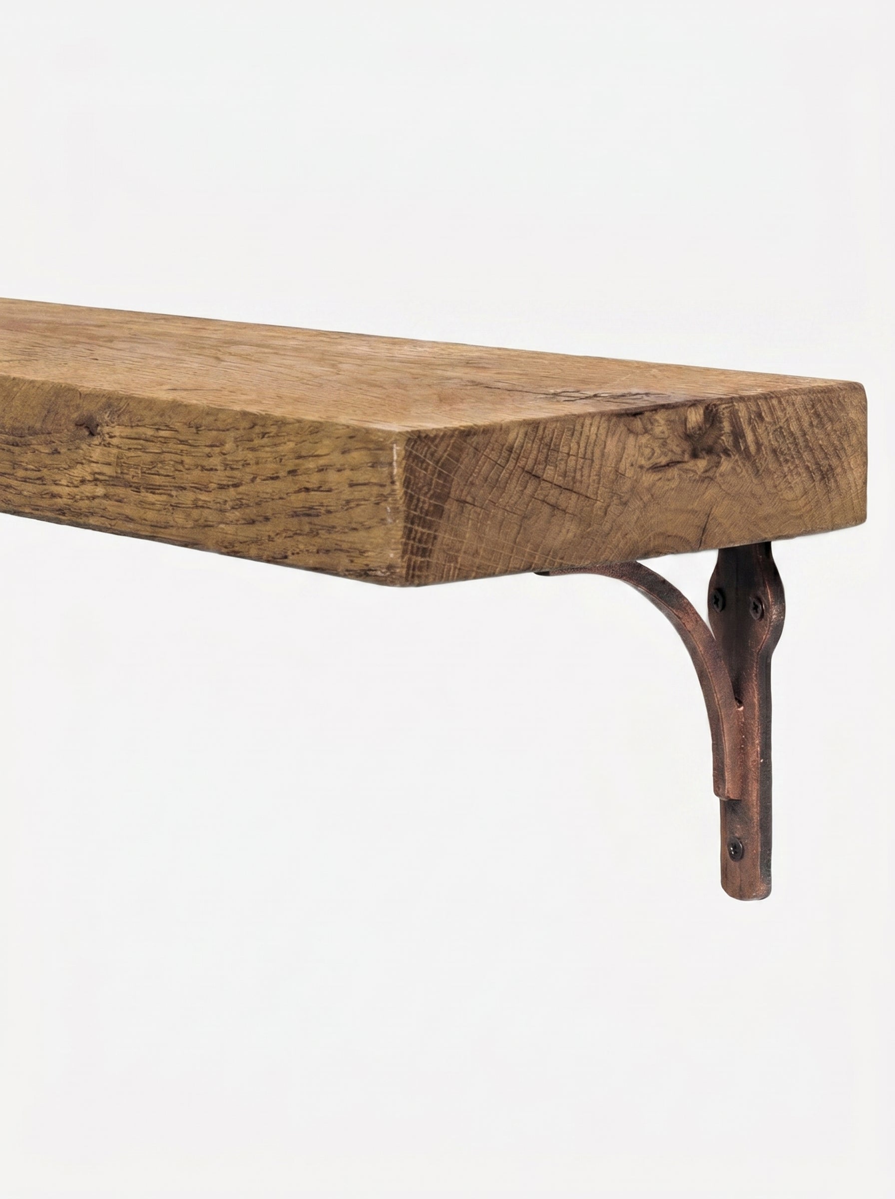 Birtley Copper Solid Wood Shelf & Brackets - 8x2 Oak Shelf (19x4cm) - Bracketed Shelves