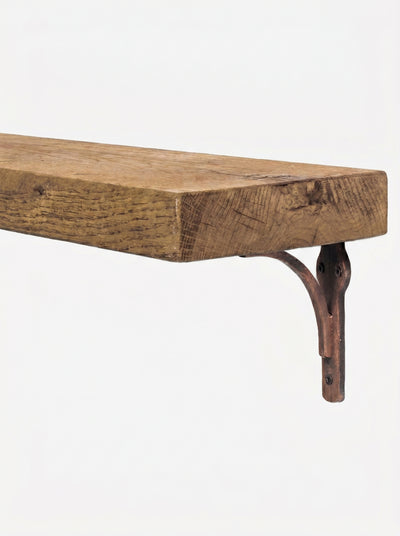 Birtley Copper Solid Wood Shelf & Brackets - 8x2 Oak Shelf (19x4cm) - Bracketed Shelves